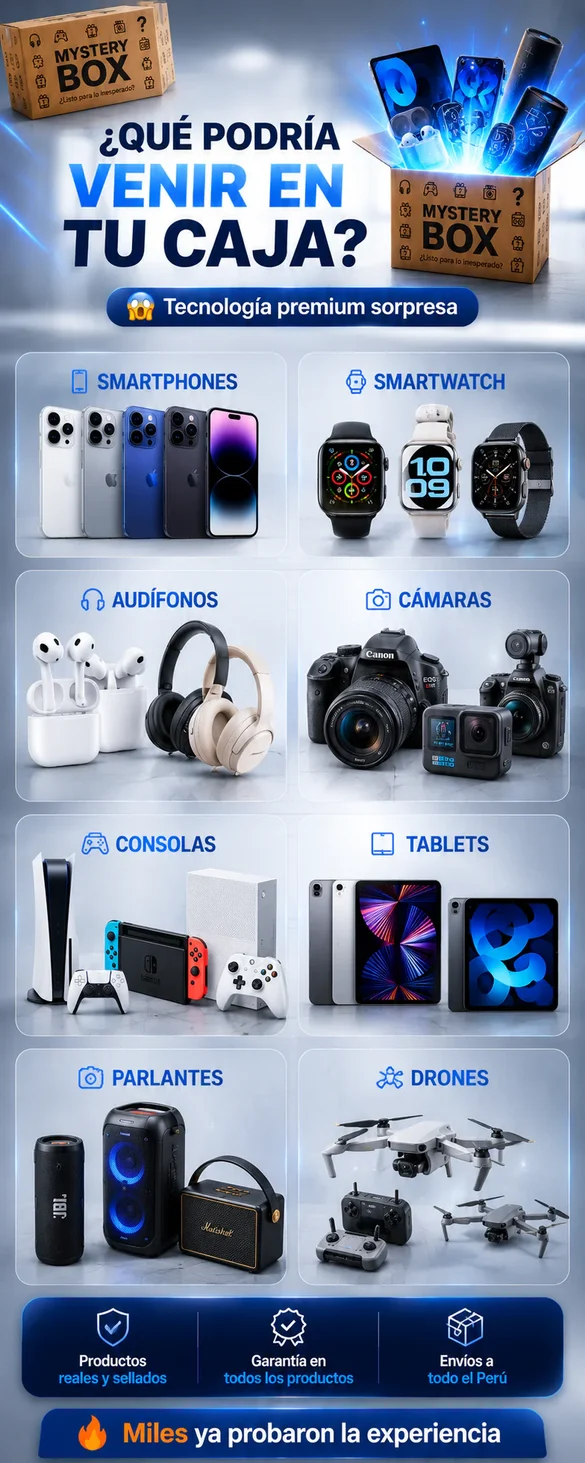 Caja Misteriosa Tech con sus accesorios
